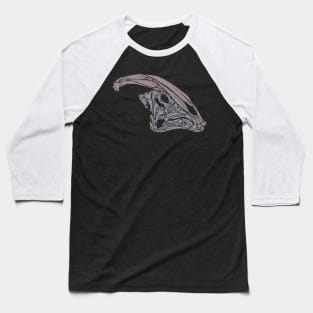 Floral Dinosaur Skull - Parasaurolophus (Dark Background) Baseball T-Shirt